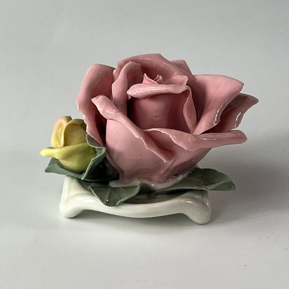 x8 1940s Kronach Bavarian Porcelain Dusty Pink Rose Flower Figurine 1.5" Bisque - Picture 5 of 15